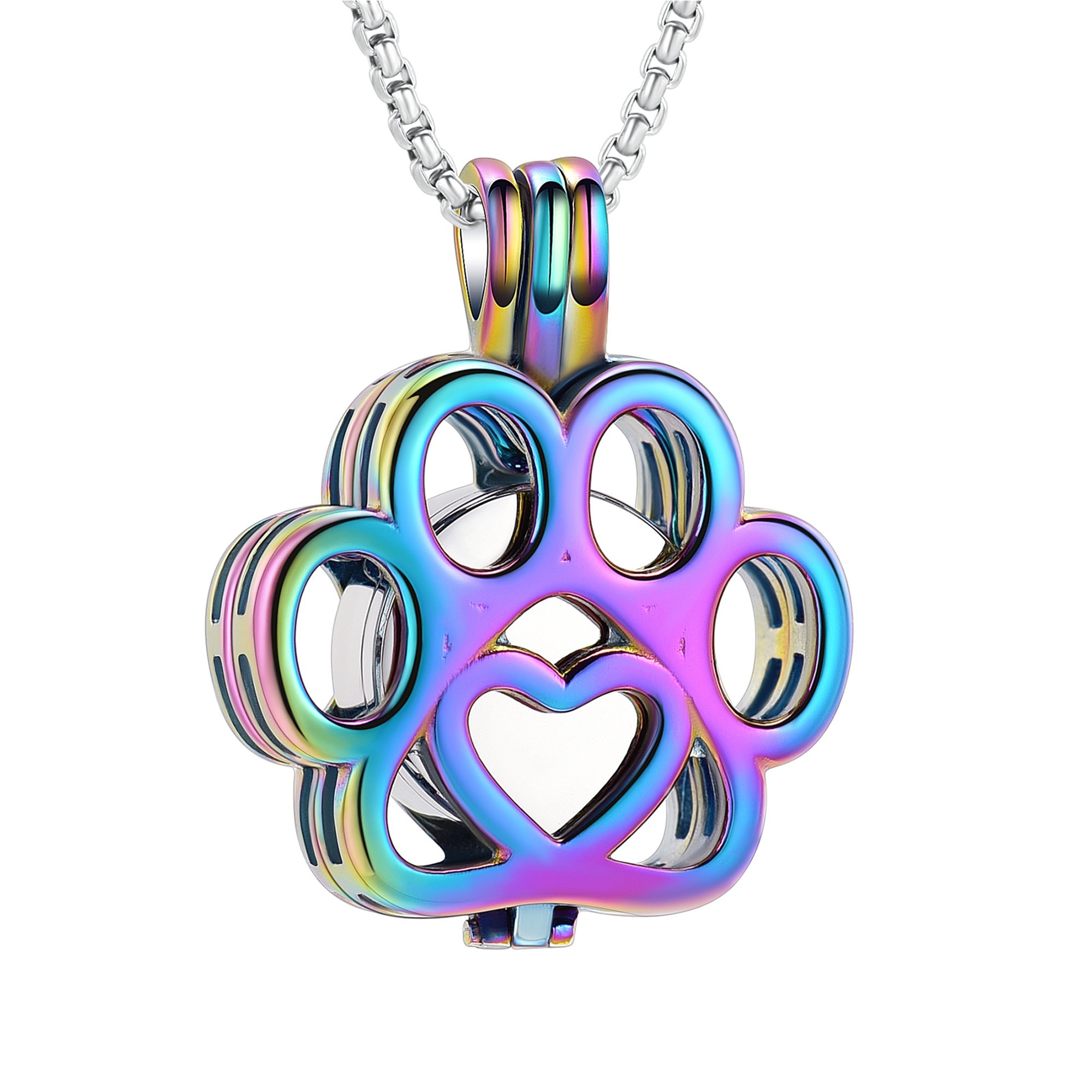 Pet Cremation Jewelry For Ashes For Dog/Cat Paw Stainless Steel Memorial Locket Urn Necklace Inside Mini Case Keepsake Cremation Jewelry Women Men