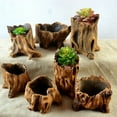 thumbnail image 3 of Coofit Plant Pot Creative Tree Stump Design Succulent Vase Flower Pot for Home Garden, 3 of 7