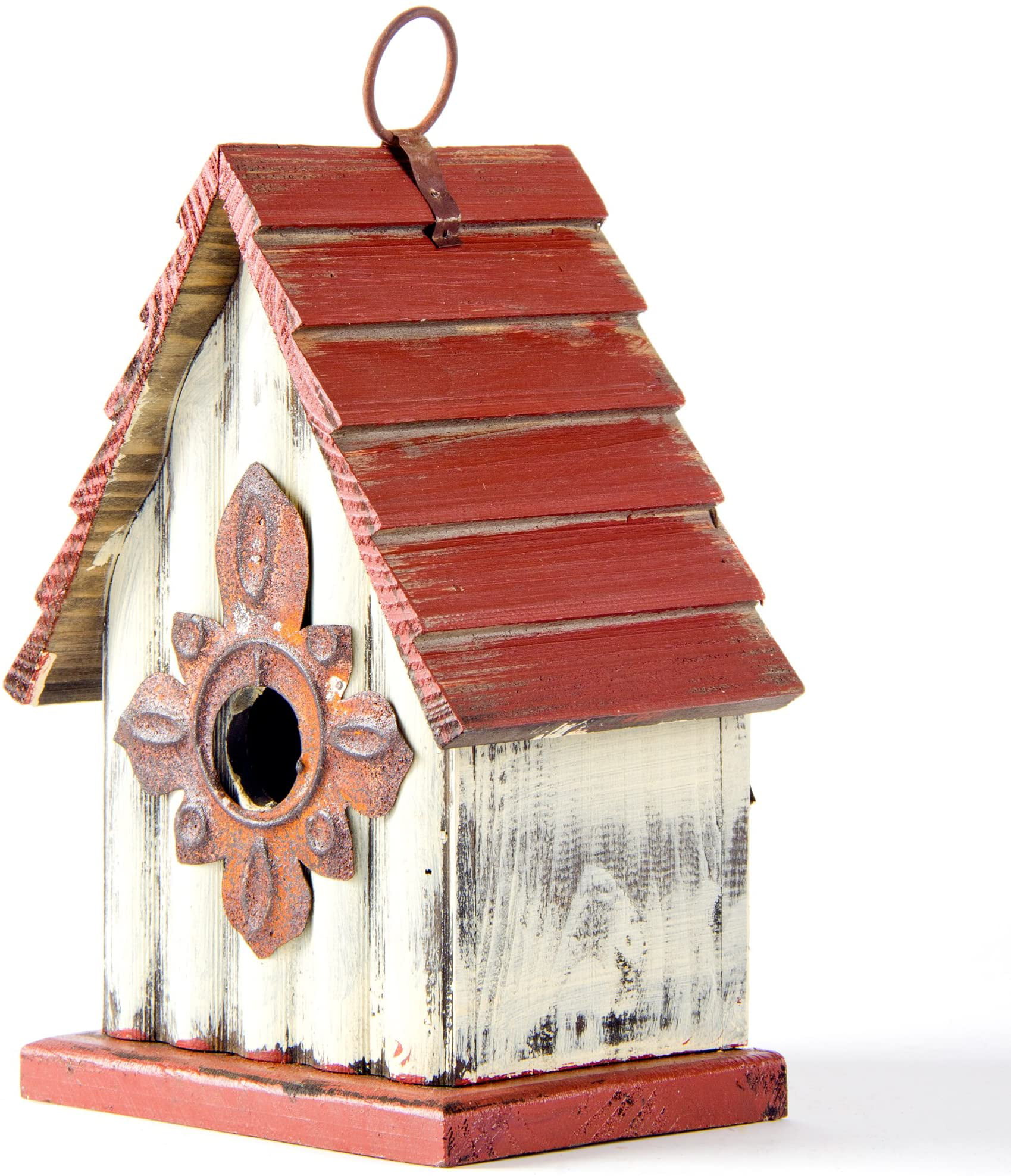 Rustic Wood Bird House Indoor & Outdoor 4.75" Variety of Colors! 