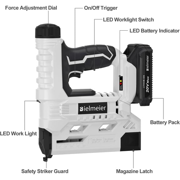 20V Nail Gun Battery Powered, 18 Gauge 2 In 1 Cordless Brad Nailer Stapler for Upholstery and Carpentry