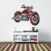 Red Motorcycle Wall Decal By Style & Apply - Wall Sticker, Vinyl Wall Art, Home Decor, Wall Mural - Sd4045 - 16X13