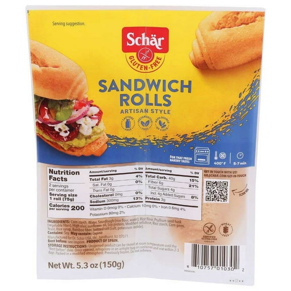 Schar Gluten Free Sandwich Rolls Bread -- 5.3 oz