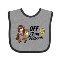 Inktastic Off to the Races with Cowgirl on Horse Girls Baby Bib