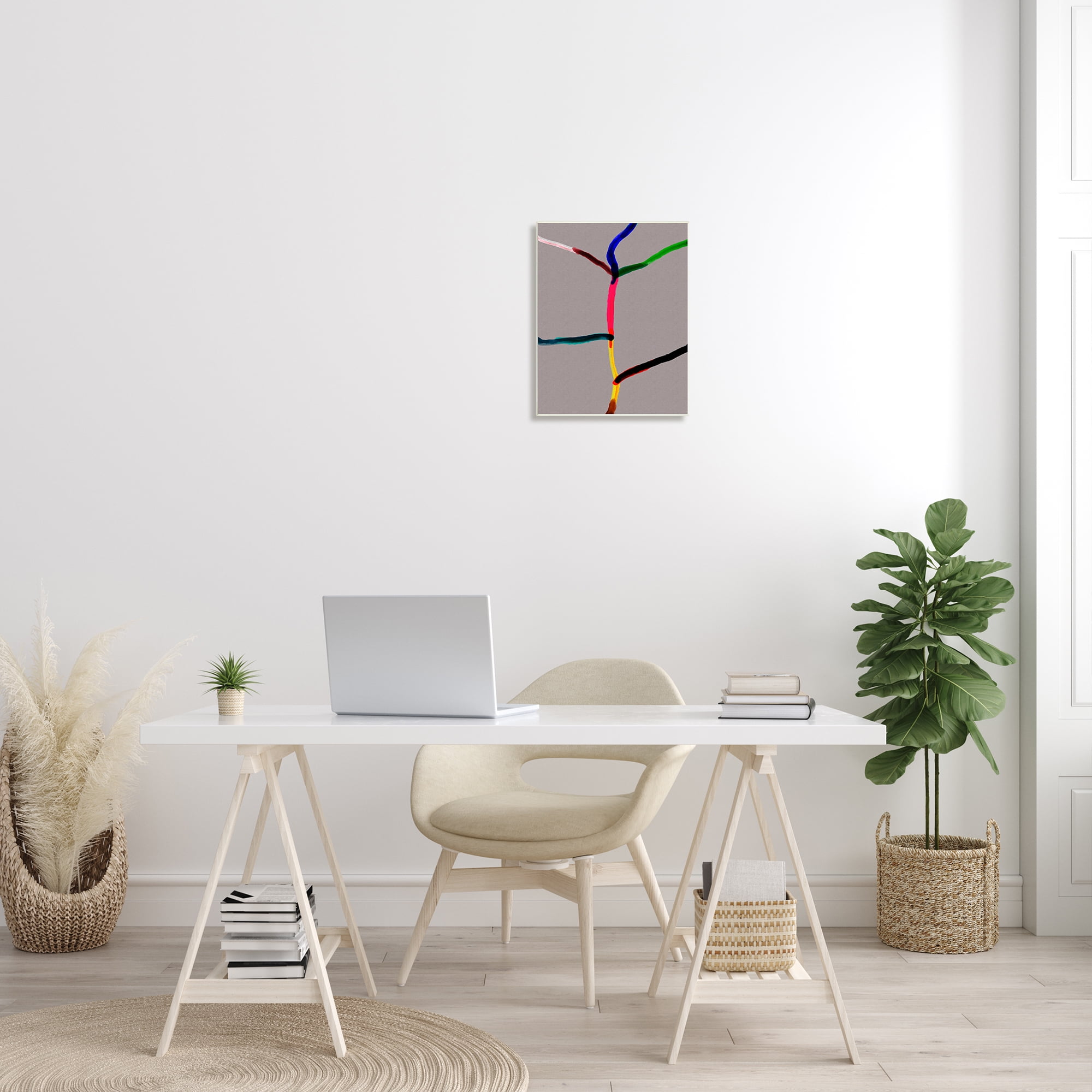 Stupell Industries Tree of Happiness Abstraction Merging Watercolor Lines Abstract Painting Unframed Art Print Wall Art, 13 x 19