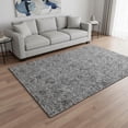 thumbnail image 2 of HomeRoots 664620 5 x 8 ft. Gray & Charcoal Floral Transitional Washable Machine Made Rectangle Area Rug with UV Protection, 2 of 9