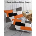 thumbnail image 3 of Burnt Orange Black Pillow Covers King Size 2 Pack, Modern Abstract Geometric Soft Bed Throw Pillowcases Breathable Cooling Long Lumbar Body Pillow Sham Cover for Bed Sofa 20''x36'', 3 of 7