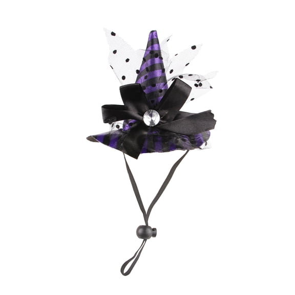 Nnndbs Halloween Pet Witch Hat for Cats and Small Dogs, Adjustable Witch Hat with Bell and Star Decor, Cute Pet Headwear for Halloween Party