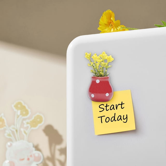 Grande Économie, Mini Vase en Céramique HWRETIE avec Aimant - Décoration Latérale du Réfrigérateur