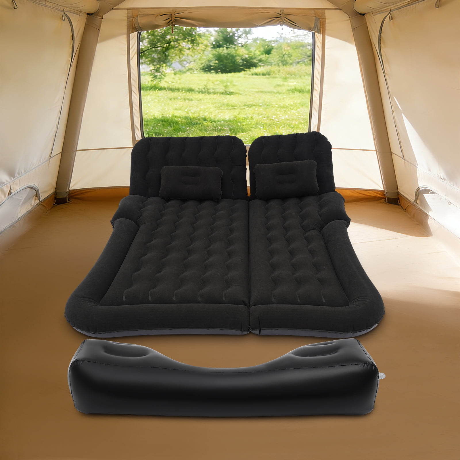 SUV Inflatable Mattress – Car Air Bed, 661lbs Capacity, Flocking & PVC, DC12V Pump, for Back Seat Camping Road Trip, Portable Sleeping Pad