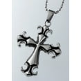 thumbnail image 3 of R.H. Jewelry Stainless Steel Men's Fleur-de-lis Cross Pendant Necklace, 3 of 4
