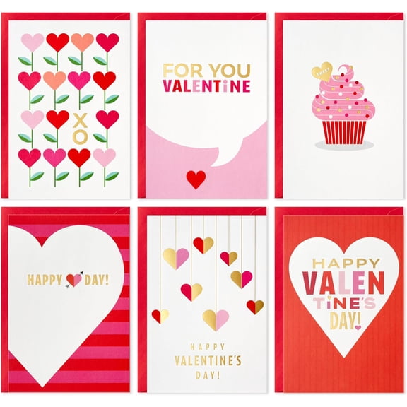 Valentine's Day Cards Assortment, Pink and Red (36 Envelopes)
