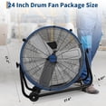 thumbnail image 4 of Towallmark 24-Inch Industrial Drum Fan – High-Velocity 8800 CFM Floor Fan, 3-Speed Adjustable, All-Metal Construction for Warehouse, Workshop, Garage, Gym, Patio– Blue Barrel 24 Inches, 4 of 11