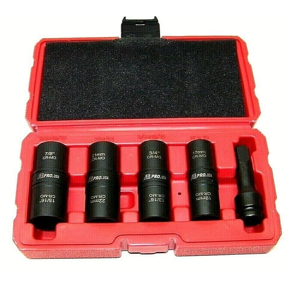 5 Pc 1/2" dr. Thin Wall Flip Impact Socket Set Wheel Lug Nut Automotive