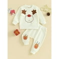 thumbnail image 2 of Wassery Baby Christmas Outfit for Girls Boys 6M 12M 18M 24M 3T Toddler Cartoon Elk Long Sleeve Crew Neck Sweatshirt Sweatpants 2Pcs Fall Holiday-themed Clothing for Infant Boy Girl, 2 of 8