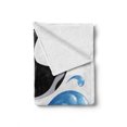 thumbnail image 2 of Funny Soft Flannel Fleece Throw Blanket, Summer Holiday Ocean Jumping Killer Whale with Sunglasses Cartoon Animal Love, Cozy Plush for Indoor and Outdoor Use, 50" x 60", Black Blue, by Ambesonne, 2 of 6