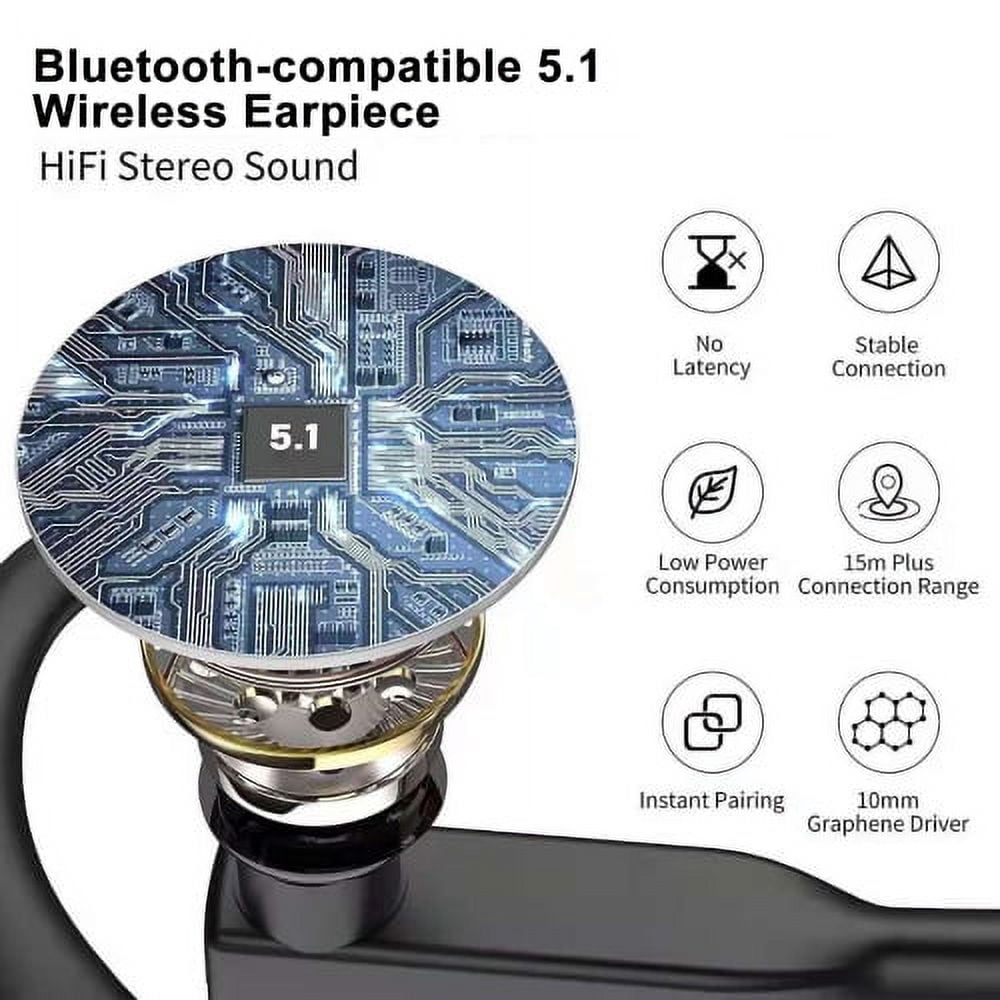 Visland Wireless Bluetooth Headset Earpiece Business Earphones Cell Phones HD Stereo Sweatproof Headsets for Hands Free Workout Noise Cancelling Earbuds