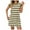 Light Green, variant on Women's Round Neck Short Sleeve Striped Dress - Pocket Design, Ribbed Knit, Stretchy Fabric, Sizes S - XXL, Suitable for Multiple Seasons