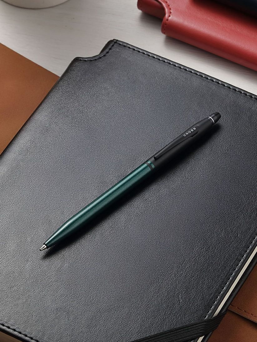 Cross Click™ Tuxedo Satin Metallic Green with Black Appointments Ballpoint Pen
