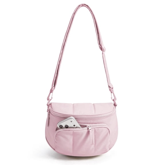 BAGSMART Puffer Crossbody Bum Bags for Women, Small Cross Body Purses for Women Travel & Work, Quilted Water-resistant Hobo 4L, Quilted, Puffy, Mom, Everyday bag,Pink