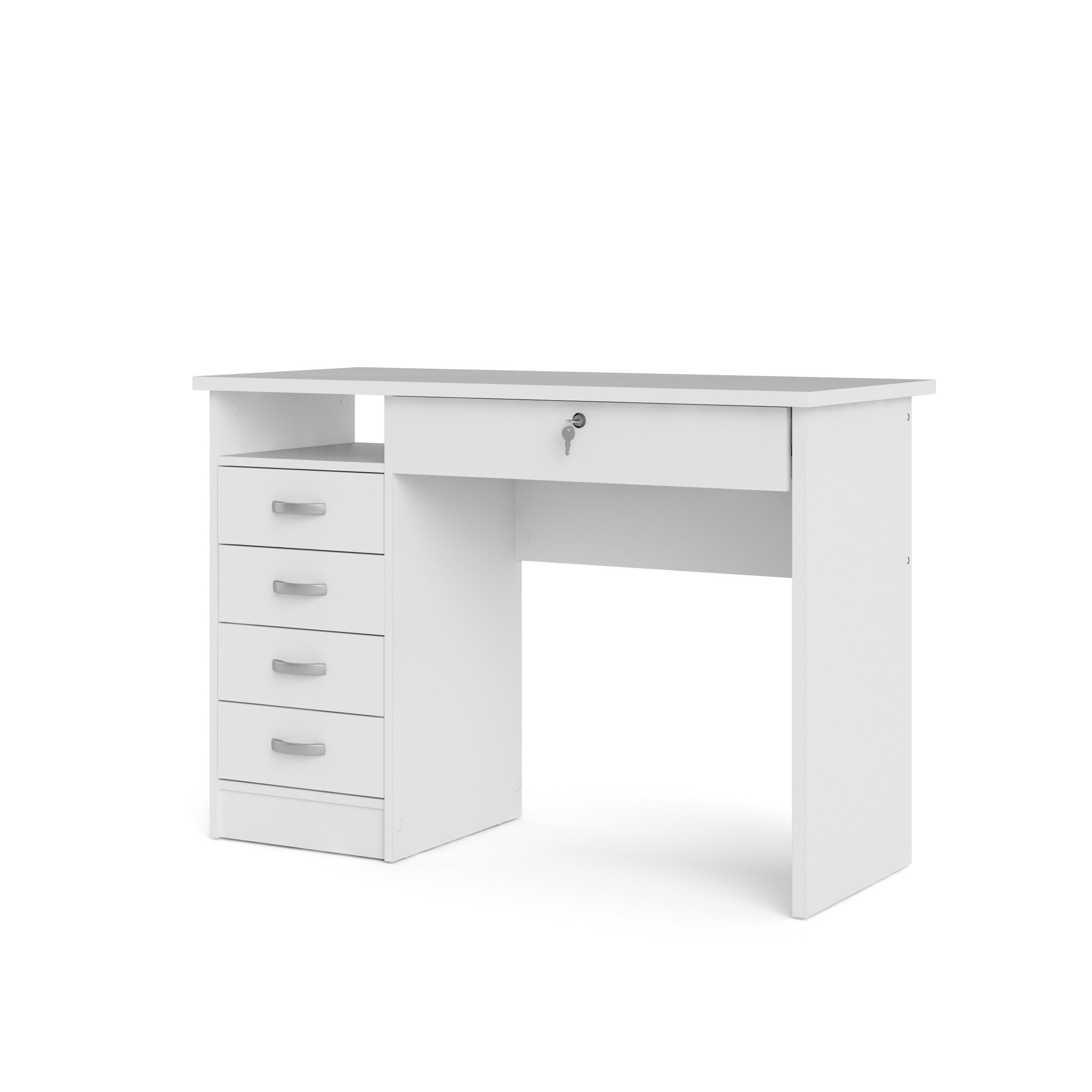Tvilum Walden 5 Drawer Office Desk with 1 Locking Drawer for Adults, White