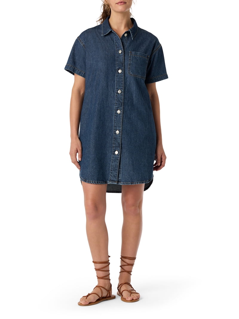 levis t shirt dress This under-$50 denim dress from @levis is the freaking coolest. At first blush, it looks like a simple little shift dress, but it's actually 100% cotton denim, super soft, with just enough
