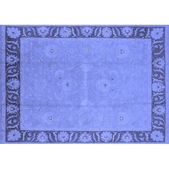 Ahgly Company Machine Washable Indoor Rectangle Oriental Blue Industrial Area Rugs, 6' x 9'