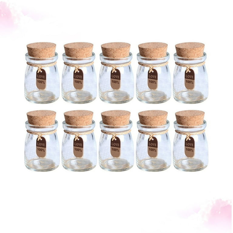 10pcs 100ml Glass Jars with Cork Lids DIY Wishing Bottle Wedding Favors Apothecary Jars Honey Pot Bottles Pudding Glass Bottle wi