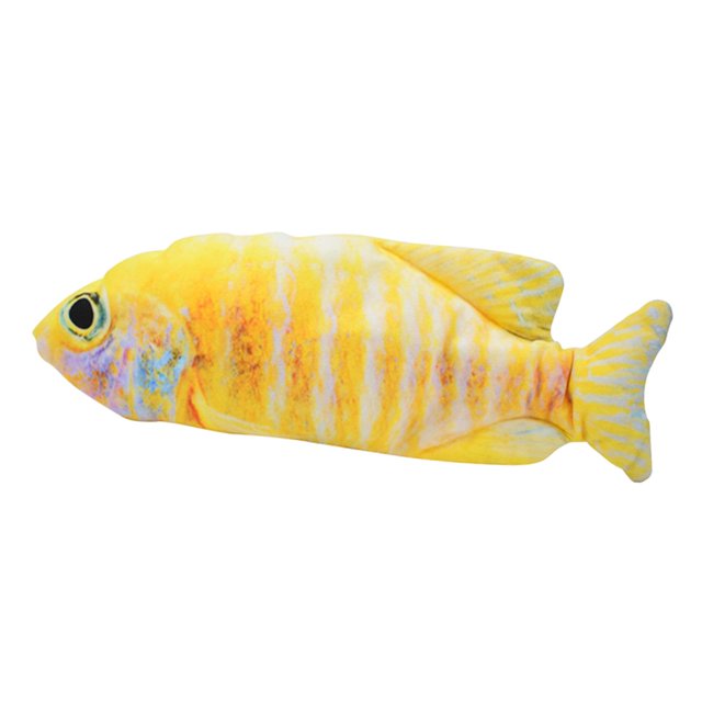 Juguetes de eléctricos para gatos Juguetes de ejercicio de teaser de Pescado de rayas amarillas Yuyangstore Carpa falsa meneando eléctrica