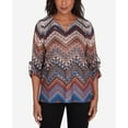 thumbnail image 4 of Alfred Dunner Womens  Textured Chevron Ruched Sleeve Top, 4 of 6