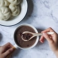 thumbnail image 2 of 4 PCS Chinese and Japanese Ceramic Soup Spoons Set Asian Retro Chinese Ceramic Rice Spoons Curved Handle Ramen Soup Spoon Painted Flower Ceramic Spoons with Long Handle for Salad, Flower 5, 2 of 4
