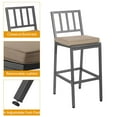 thumbnail image 2 of Outdoor Patio Bar Set, Bar Height Patio Dining Set, Weather-Resistant Bistro Counter Pub Set with Cushions & Slatted Tabletop for Backyard (Grey, 63" Table, 6 Vertical Back stools), 2 of 7