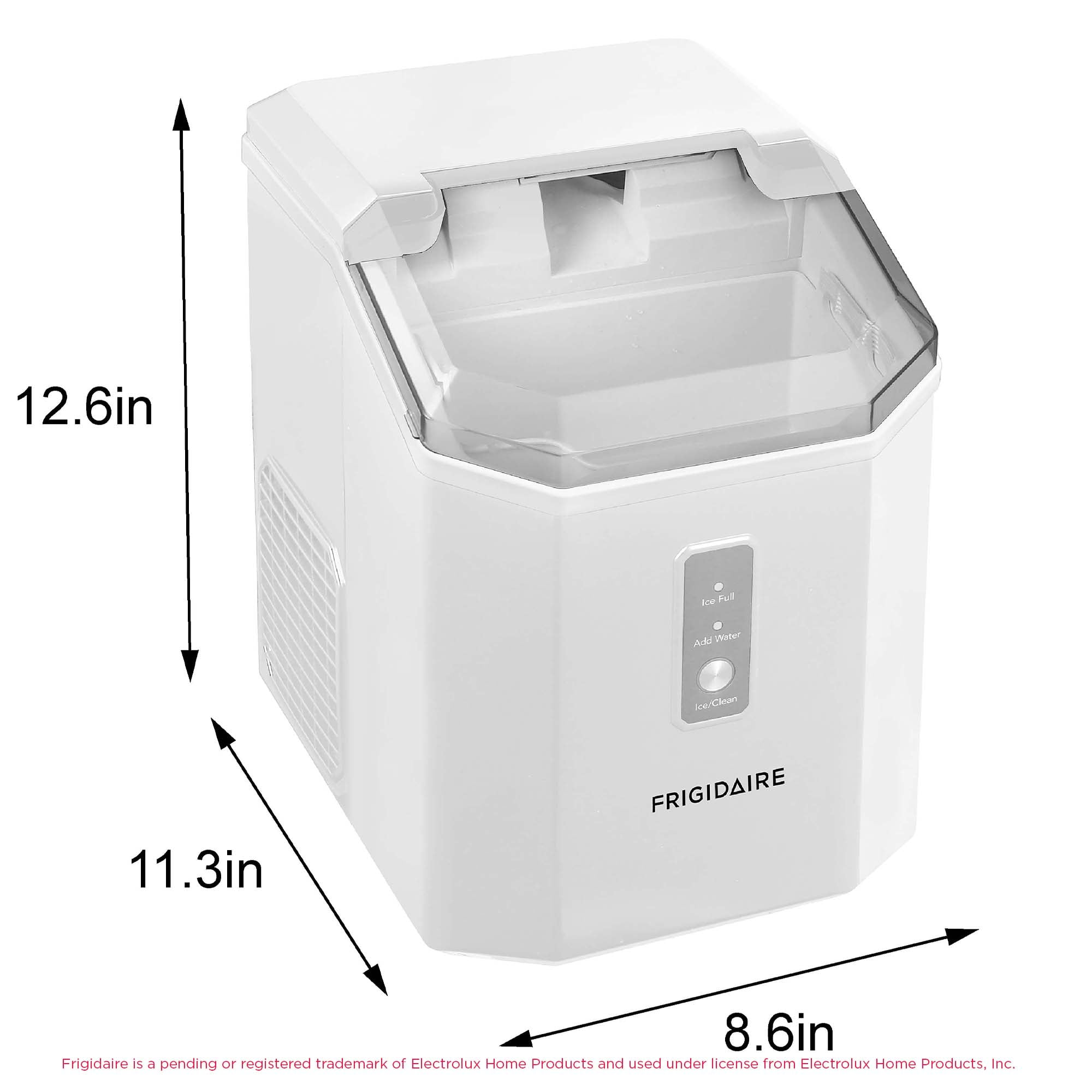 Frigidaire 33lb Countertop Nugget Pellet Ice Maker Self-Cleaning, White, for Home, Kitchen, Office, Bar