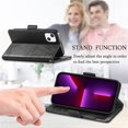 thumbnail image 4 of Case for iPhone 13 Cover Leather Wallet Folio Case Book Design Flip Magnetic Closure - Black, 4 of 5