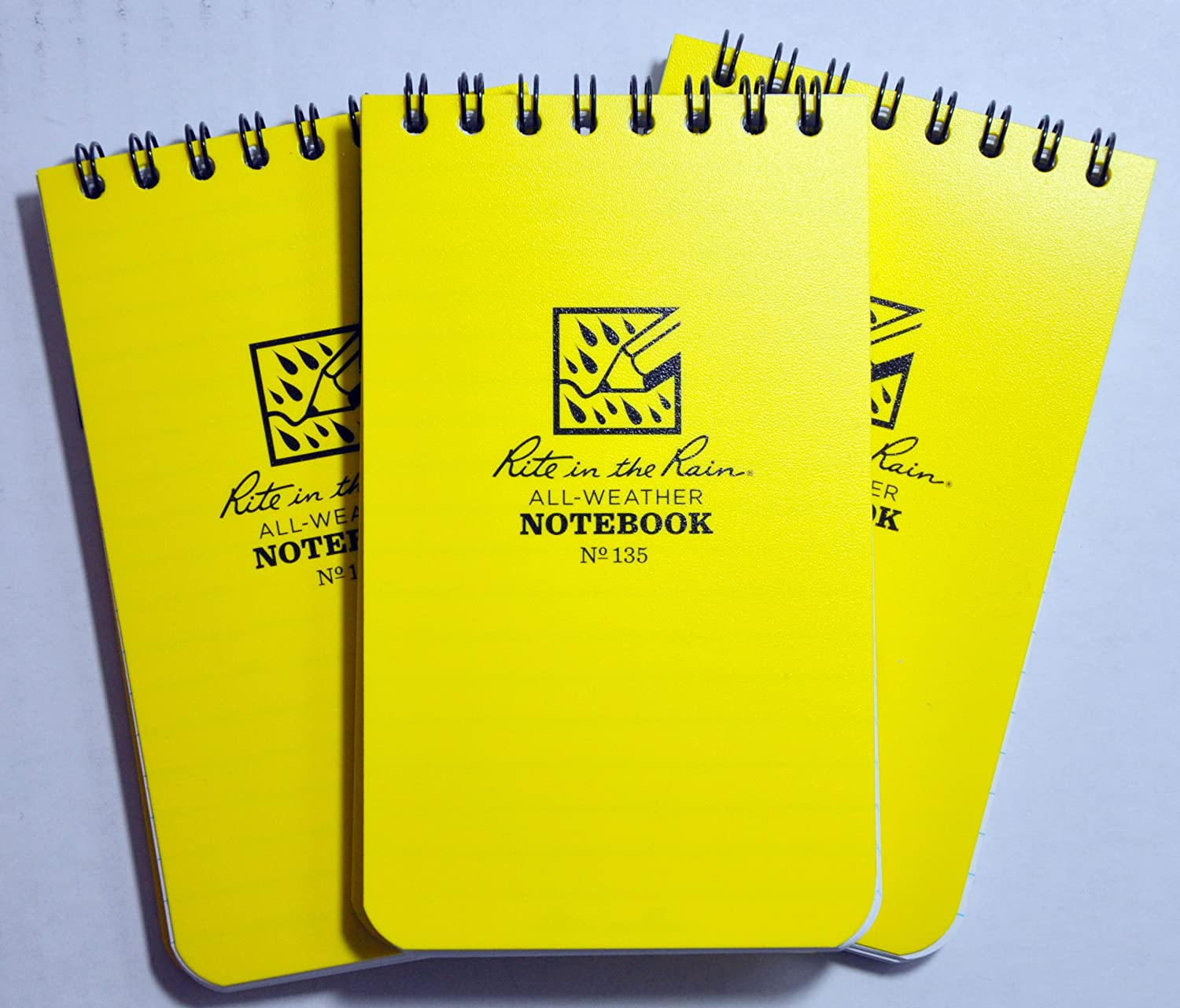 Rite in the Rain AllWeather TopSpiral Notebook, 3" x 5", Yellow Cover