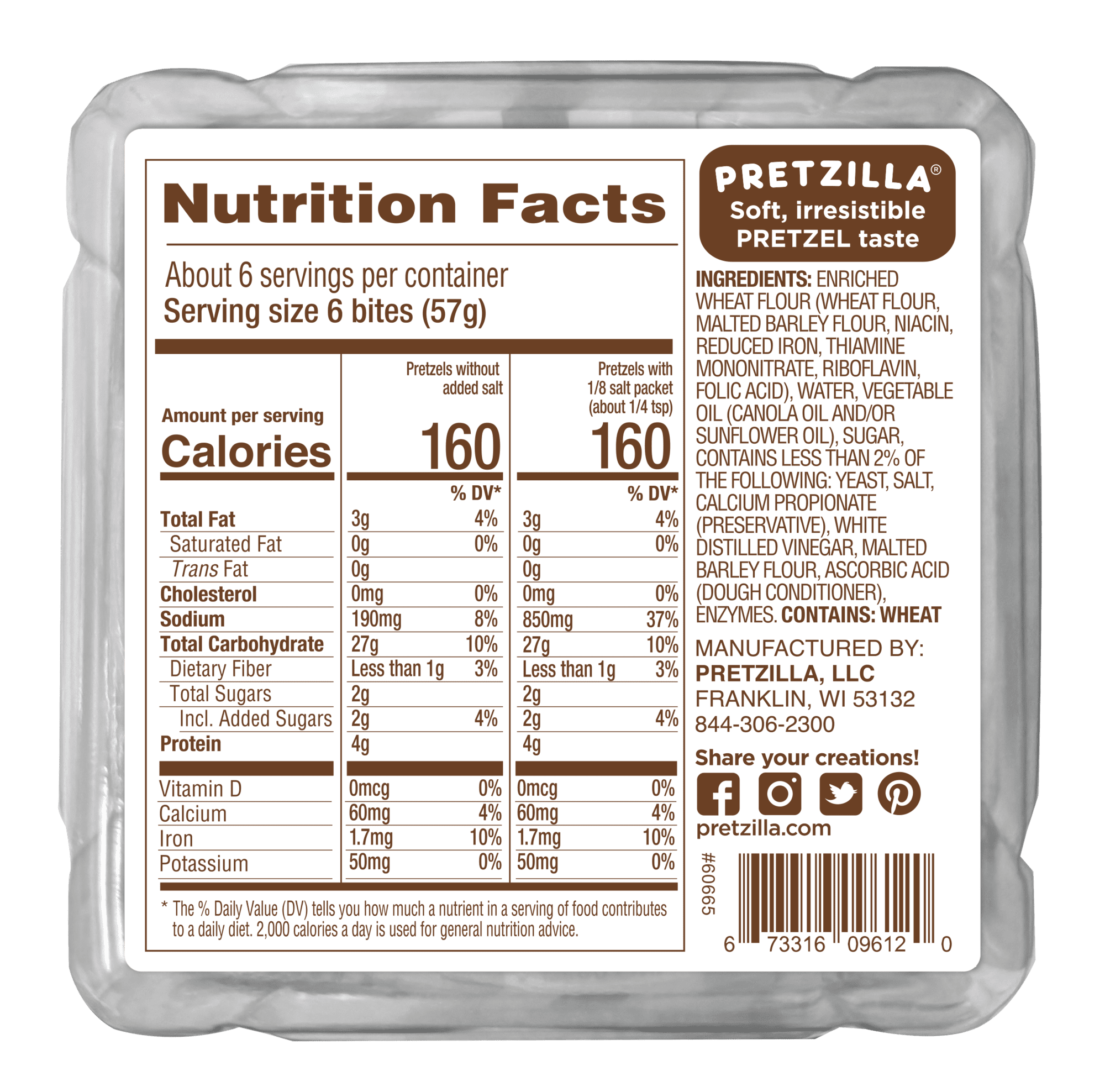 Pretzilla Soft Pretzel Bread Bites with Salt Packet, Vegan, Non-GMO, Shelf-stable, 12.3 oz