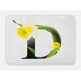 thumbnail image 1 of Letter D Bath Mat, Black D Silhouette Entangled with Growing Daffodils Artistic with Flowers, Non-Slip Plush Mat Bathroom Kitchen Laundry Room Decor, 29.5 X 17.5 Inches, Yellow Green Black, Ambesonne, 1 of 2