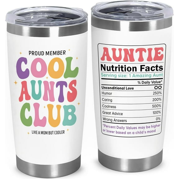 Cool Aunts Club Tumbler 20oz - Birthday Presents, Auntie Christmas Gift Ideas for Best Aunt Ever - Aunt Birthday Gifts Travel Mug - Cool Gifts for Aunts - In My Auntie Era Coffee Tumbler