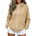 thumbnail image 3 of SYwaren Women's Hoodie Long Sleeve Full Zip Stand Collar Casual Winter Sweatshirt with Pockets Tops, 3 of 9