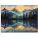 thumbnail image 1 of Imagen de fondo decorativo mural con montañas azules al agua y atardecer dorado, impresión de cartel paisajístico, adecuado para oficinas y dormitorios, tamaño en marco pequeño, 1 of 6