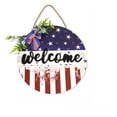 thumbnail image 2 of Clearance! Round Wooden Welcome Sign Independence Day Door Hanger Star Stripe Wall Plaque Patriotic Front Porch Entryway Fireplace 4th Of July Memorial Day Labor Day Home Decor For Housewarming Decor, 2 of 9