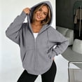 thumbnail image 2 of ASDFVBKG Sweatshirts For Women Loose Fit Zipper Sweatshirt Fall Fashion Outfits Trendy Winter Fleece Clothes Dark Gray M, 2 of 6