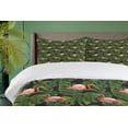 thumbnail image 4 of Ambesonne Flamingo Duvet Cover Set, Exotic Bird and Monstera, 2-Calking, Charcoal Grey Dark Salmon, 4 of 7