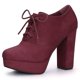 thumbnail image 1 of Botines Con Tacón Grueso Y Plataforma Redonda Para Mujer Borgoña 36, 1 of 7