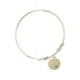 thumbnail image 2 of 8 inch Round Double Loop Bangle Bracelet w/ Plain Disc medal charm w/ December Blue Swarovski Crystal, 2 of 3