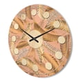 thumbnail image 3 of Designart 'Golden Tropical Leaves Pattern V' Mid-Century Modern Wood Wall Clock, 3 of 5