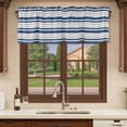 thumbnail image 6 of Navy Blue Stripes Curtain Valances for Windows, Kitchen Valance Window Treatments Panel 2 Pack, Modern Minimalist Horizontal Ombre Lines Rod Pocket Short Curtains for Bathroom Bedroom 42 x 18 Inch, 6 of 8