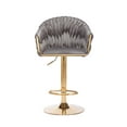 thumbnail image 3 of Woven Counter Height Bar Stools with Back and Armrest, Polyester Fabric Upholstered Barstools with Adjustable Height, Kitchen Bar Dining Chair with Plywood Frame and Golden Metal Legs, Gray, 3 of 7