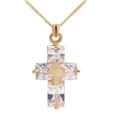 Designer Inspired Rose Gold Cross Pendant Necklace