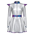 thumbnail image 5 of Sholeno Girls Shiny Metallic Outer Space Alien Outfits Silver 16, 5 of 7