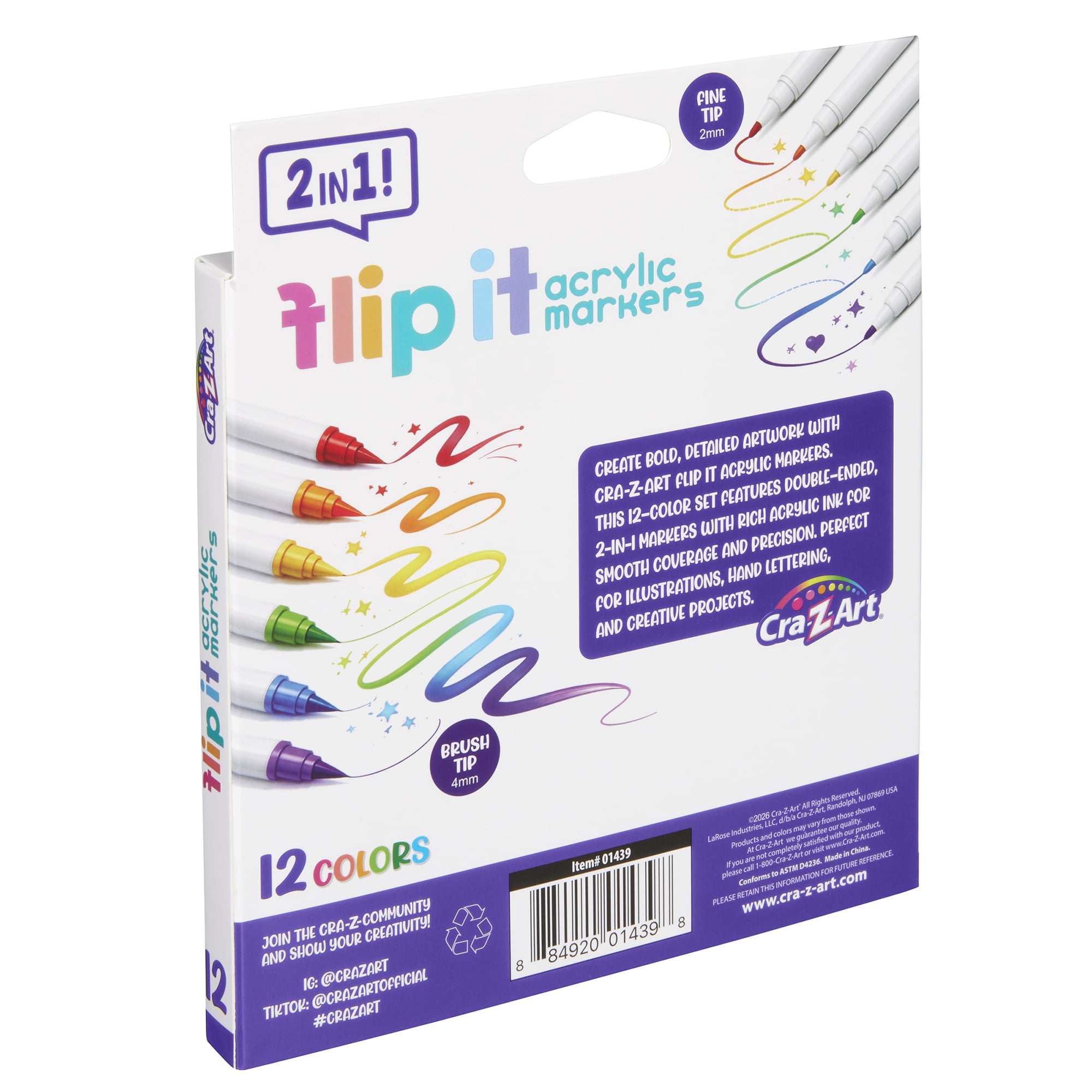 Cra-Z-Art 12ct Flip it Acrylic Double Ended Marker (Brush/Fine)